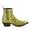 Mayura Boots 2496P Yellow/ Python Women Western Ankle Boots Pointed Toe Cowboy Heel Elastic Closure Genuine Leather