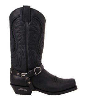 Sendra 3434 Cowboy Boots Black Leather Western Biker Handmade Unisex 