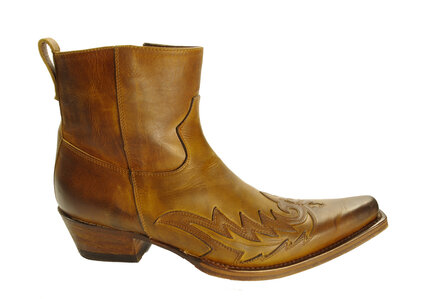 Sendra Boots 11783 Brown Mens Ankle Boots Cowboy Western Snip Toe Bit Slanted Heel Zipper Closure - intoboots.com