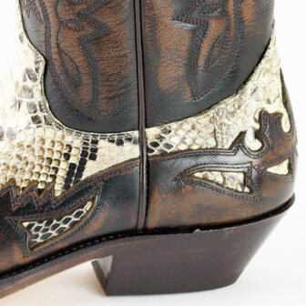 Mayura Boots 1935P Brown/ Natural Python Pointed Cowboy Western Boots Sloping Heel Straight Shaft Pull Loops Goodyear Welted He