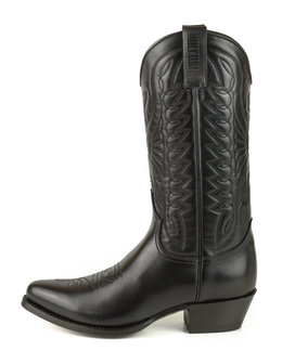 Mayura Boots Arpia 2534 Black/ Ladies Western Boots Ornamental Stitching Pointed Nose Sloping Heel Smooth Leather Side
