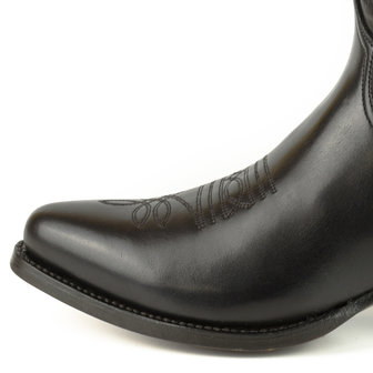Mayura Boots Arpia 2534 Black/ Ladies Western Boots Ornamental Stitching Pointed Nose Sloping Heel Smooth Leather Nose