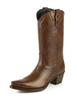 Mayura Boots Virgi 2536 Chestnut/ Ladies Western Boots Ornamental Stitching Pointed Snip Toe Nose Straight Shaft High Heel Smoo