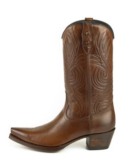 Mayura Boots Virgi 2536 Chestnut/ Ladies Western Boots Ornamental Stitching Pointed Snip Toe Nose Straight Shaft High Heel Smoo