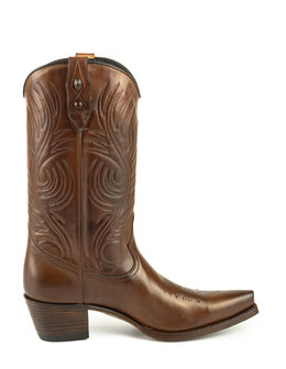 Mayura Boots Virgi 2536 Chestnut/ Ladies Western Boots Ornamental Stitching Pointed Snip Toe Nose Straight Shaft High Heel Smoo