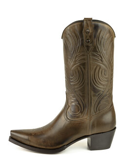 Mayura Boots Virgi 2536 Bruin/ Dames Western Laarzen Sierstiksel Spitse Neus Rechte Schacht Hoge Hak Glad Leer Zij