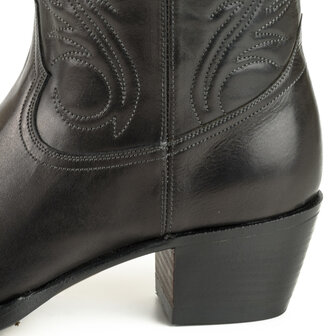 Mayura Boots Virgi 2536 Zwart/ Dames Western Laarzen Sierstiksel Spitse Neus Rechte Schacht Hoge Hak Glad Leer Hak