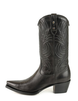 Mayura Boots Virgi 2536 Zwart/ Dames Western Laarzen Sierstiksel Spitse Neus Rechte Schacht Hoge Hak Glad Leer Zij