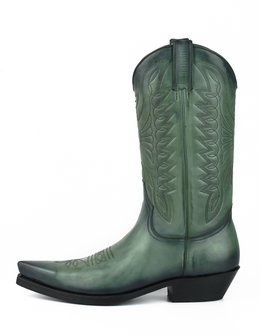 Mayura Boots 1920 Green/ Pointed Cowboy Western Line Dance Ladies Men Boots Slanted Heel Genuine Leather