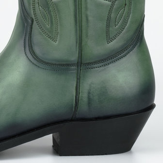 Mayura Boots 1920 Green/ Pointed Cowboy Western Line Dance Ladies Men Boots Slanted Heel Genuine Leather