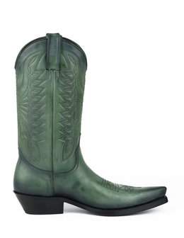 Mayura Boots 1920 Green/ Pointed Cowboy Western Line Dance Ladies Men Boots Slanted Heel Genuine Leather