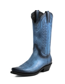 Mayura Boots 1920 Blue/ Pointed Cowboy Western Line Dance Ladies Men Boots Slanted Heel Genuine Leather