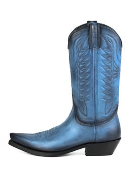 Mayura Boots 1920 Blue/ Pointed Cowboy Western Line Dance Ladies Men Boots Slanted Heel Genuine Leather