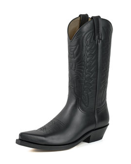 Mayura Boots 1920 Zwart/ Spitse Cowboy Western Line Dance Dames Heren Laarzen Schuine Hak Echt Leer Vooraanzicht