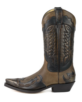 Mayura Boots 1927 Bruin/ Spitse Cowboy Western Dames Heren Laarzen Schuine Hak Two Tone Echt Leer Zijaanzicht