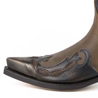 Mayura Boots 1927 Bruin/ Spitse Cowboy Western Dames Heren Laarzen Schuine Hak Two Tone Echt Leer  Punt