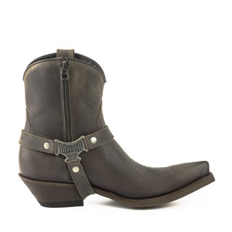Mayura Boots 14 Dark Grey/Brown Cowboy Western Pointed Men Ankle Boot Slanted Heel Zip Detachable Spur Genuine Leather