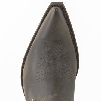 Mayura Boots 14 Dark Grey/Brown Cowboy Western Pointed Men Ankle Boot Slanted Heel Zip Detachable Spur Genuine Leather