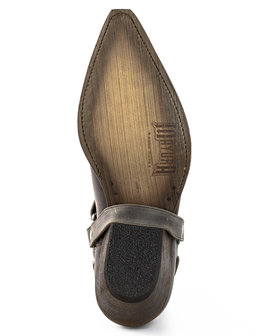 Mayura Boots 14 Dark Grey/Brown Cowboy Western Pointed Men Ankle Boot Slanted Heel Zip Detachable Spur Genuine Leather
