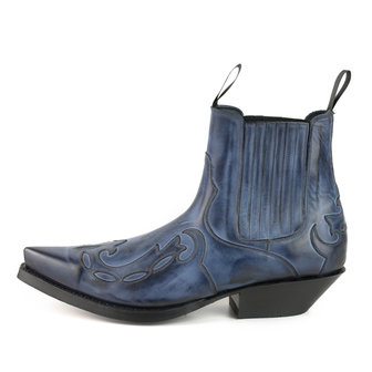 Mayura Boots Austin 1931 Blue/ Pointed Western Men Ankle Boot Slanted Heel Elastic Closure Vintage Look