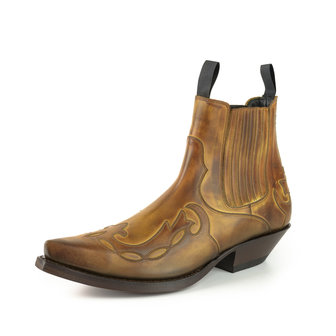 Mayura Boots Austin 1931 Cognac/ Pointed Western Men Ankle Boot Slanted Heel Elastic Closure Vintage Look