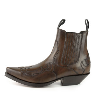 Mayura Boots Austin 1931 Brown/ Pointed Western Men Ankle Boot Slanted Heel Elastic Closure Vintage Look