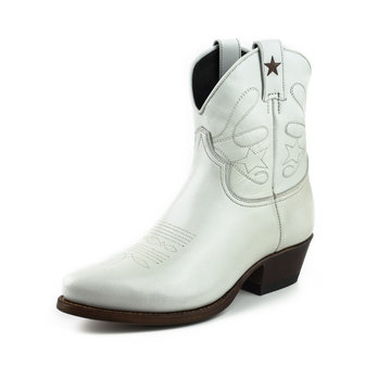 Mayura Boots 2374 Off White/ Women Cowboy Fashion Ankle Boot Pointed Toe Western Heel Genuine Leather