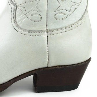 Mayura Boots 2374 Off White/ Women Cowboy Fashion Ankle Boot Pointed Toe Western Heel Genuine Leather