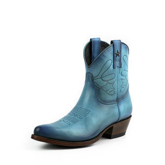 Mayura Boots 2374 Turquoise Vintage/ Women Cowboy Fashion Ankle Boot Pointed Toe Western Heel Genuine Leather