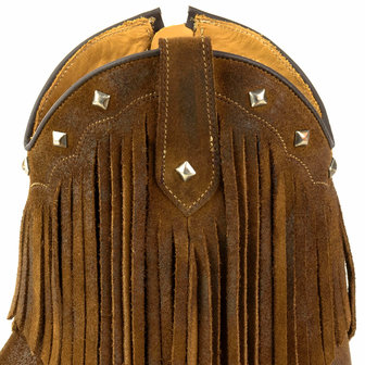 Mayura Boots 2374-F Tabaco/ Dames Cowboy fashion Enkellaars Spitse Neus Western Hak Franjes Echt Leer Franjes