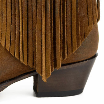 Mayura Boots 2374-F Tabaco/ Dames Cowboy fashion Enkellaars Spitse Neus Western Hak Franjes Echt Leer Hak
