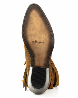 Mayura Boots 2374-F Tabaco/ Dames Cowboy fashion Enkellaars Spitse Neus Western Hak Franjes Echt Leer Zool
