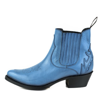 Mayura Boots 2487 Blue/ Ladies Cowboy Western Fashion Ankle Boots Pointed Toe Slanting Heel Elastic Closure Genuine Leather