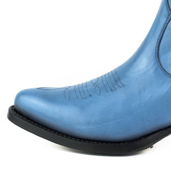 Mayura Boots 2487 Blue/ Ladies Cowboy Western Fashion Ankle Boots Pointed Toe Slanting Heel Elastic Closure Genuine Leather