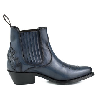 Mayura Boots Marilyn 2487 Marine Blue/ Ladies Cowboy Western Fashion Ankle Boots Pointed Toe Slanting Heel Elastic Closure Genuine Leather
