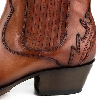 Mayura Boots Marilyn 2487 Cognac/ Ladies Cowboy Western Fashion Ankle Boots Pointed Toe Slanting Heel Elastic Closure Genuine Leather