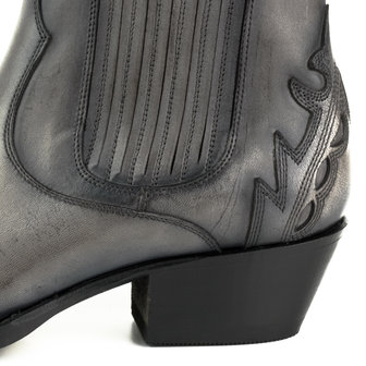 Mayura Boots Marilyn 2487 Grey/ Ladies Cowboy Western Fashion Ankle Boots Pointed Toe Slanting Heel Elastic Closure Genuine Leather