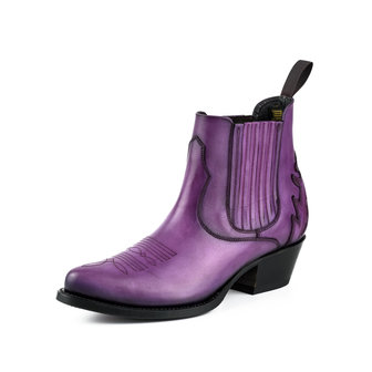 Mayura Boots Marilyn 2487 Purple/ Ladies Cowboy Western Fashion Ankle Boots Pointed Toe Slanting Heel Elastic Closure Genuine Leather