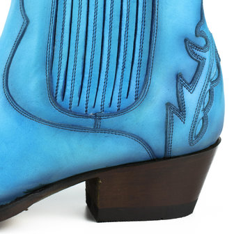 Mayura Boots Marilyn 2487 Turquoise/ Ladies Cowboy Western Fashion Ankle Boots Pointed Toe Slanting Heel Elastic Closure Genuine Leather