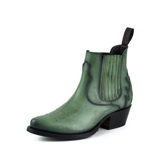 Mayura Boots Marilyn 2487 Green/ Ladies Cowboy Western Fashion Ankle Boots Pointed Toe Slanting Heel Elastic Closure Genuine Leather