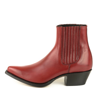 Mayura Boots 2496 Red/ Pointed Western Ankle Boot Ladies Slanted Heel Elastic Closure Smooth Leather