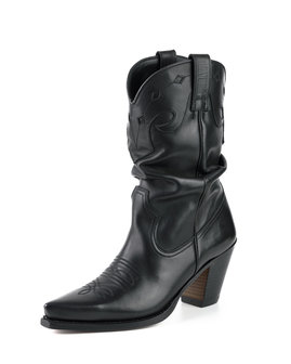 Mayura Boots 1952 Black/ Western Fashion Ladies Pointed Cowboy Boots High Heeled Slumped Shaft Smooth Leather