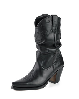 Mayura Boots 1952 Zwart/ Western Fashion Dames Spitse Cowboylaarzen Hoge Hak Gezakte Schacht Soepel Leer Front