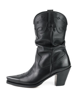 Mayura Boots 1952 Zwart/ Western Fashion Dames Spitse Cowboylaarzen Hoge Hak Gezakte Schacht Soepel Leer Zijkant