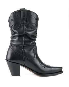 Mayura Boots 1952 Black/ Western Fashion Ladies Pointed Cowboy Boots High Heeled Slumped Shaft Smooth Leather