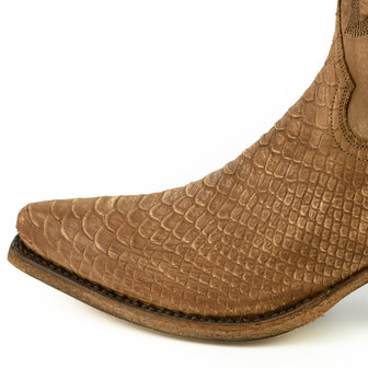 Mayura Boots Alabama 2524 Cognac Lavado/ Women Western Boot Python Print Pointed Toe 5 cm Heel High Shaft Genuine Leather Nose