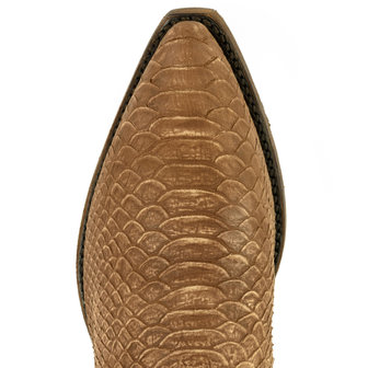 Mayura Boots Alabama 2524 Cognac Lavado/ Women Western Boot Python Print Pointed Toe 5 cm Heel High Shaft Genuine Leather