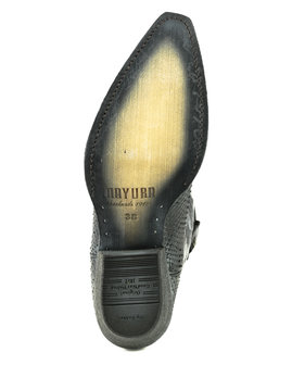 Mayura Boots Alabama 2524 Zwart Lavado/ Dames Westernlaars Pythonprint Spitse Neus 5 cm Hak Hoge Schacht Echt Leer Bodem