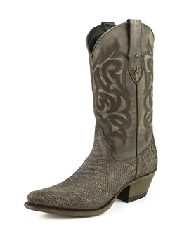 Mayura Boots Alabama 2524 Testa Lavado- Brown Women Western Boot Python Print Pointed Toe 5 cm Heel High Shaft Genuine Leather 