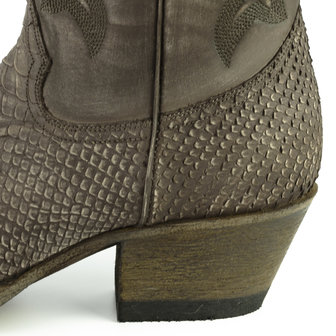 Mayura Boots Alabama 2524 Testa Lavado- Brown Women Western Boot Python Print Pointed Toe 5 cm Heel High Shaft Genuine Leather 